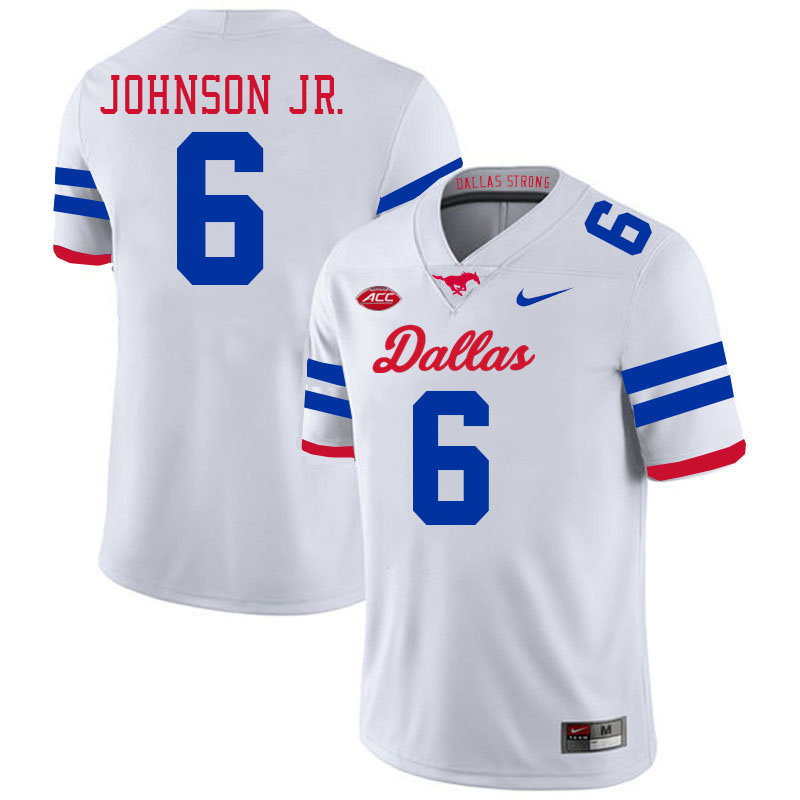 SMU Mustangs #6 Chris Johnson Jr. Jersey College Football Uniforms-Dallas White